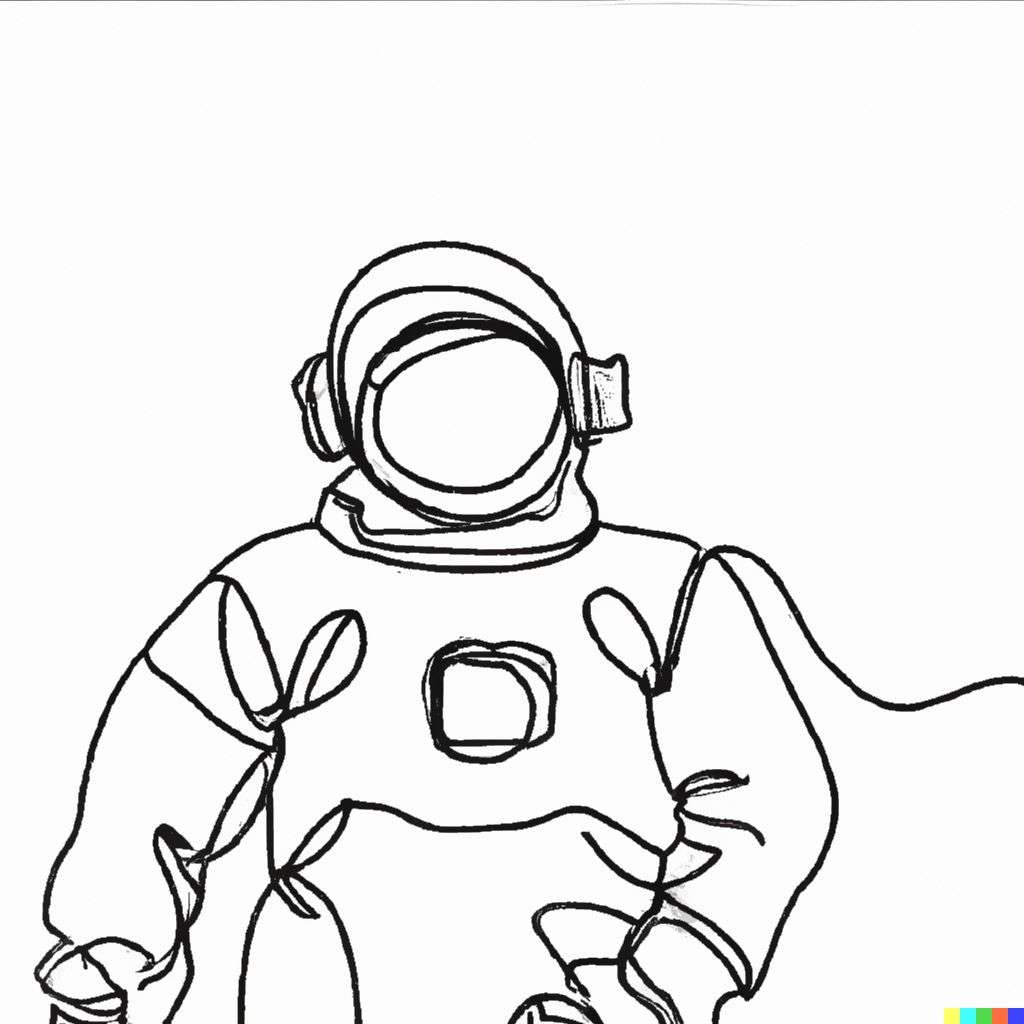 an astronaut, one-line drawing